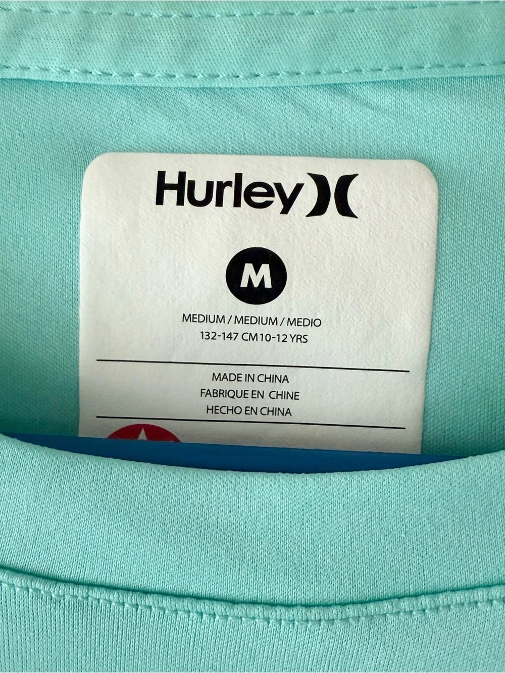 Hurley Boys Aqua Long-Sleeve Rash Guard and Black Camo Swim Trunks Size M/10-12y